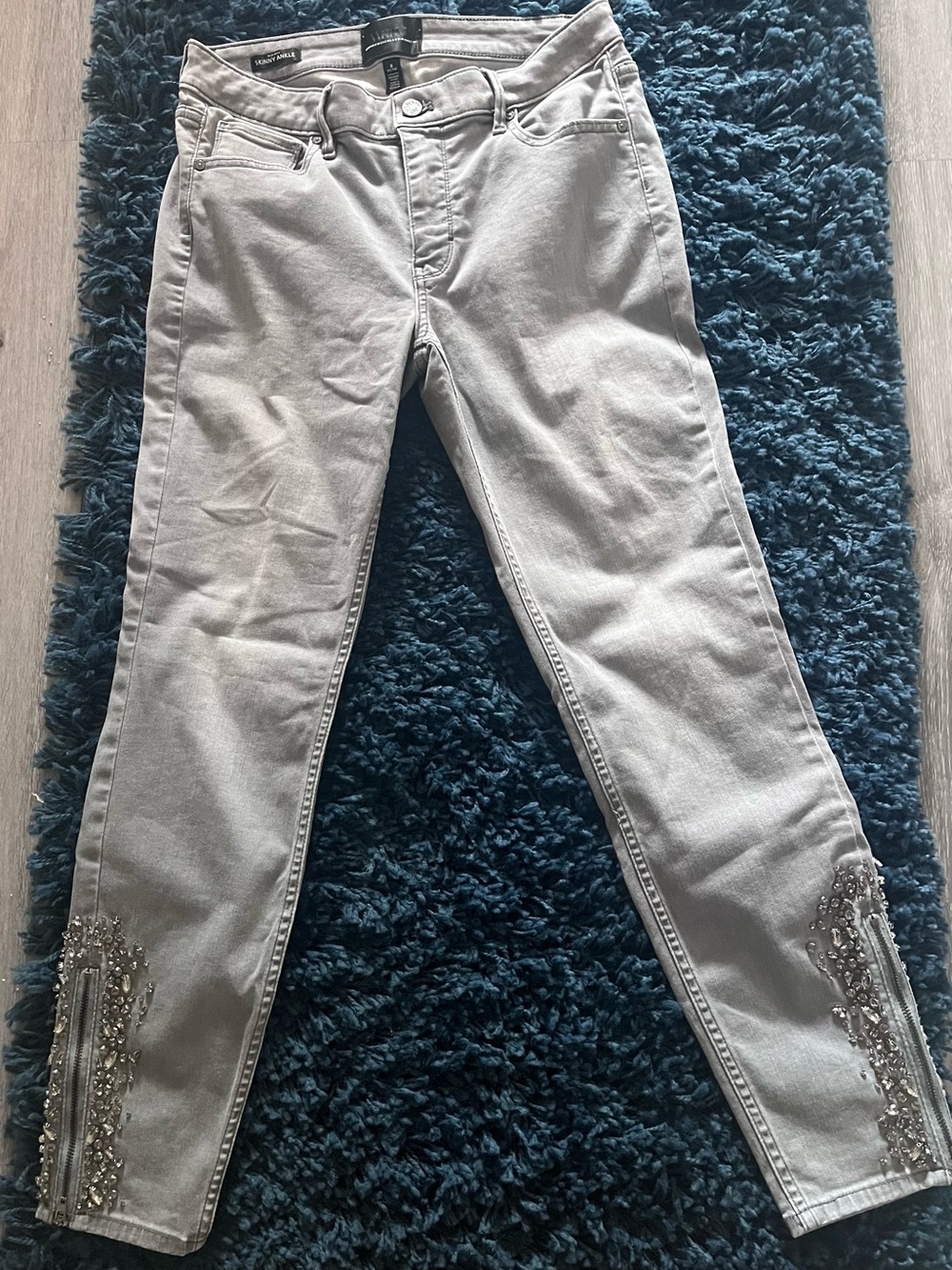 White House Black Market Bejeweled Light Gray Women's Jeans
